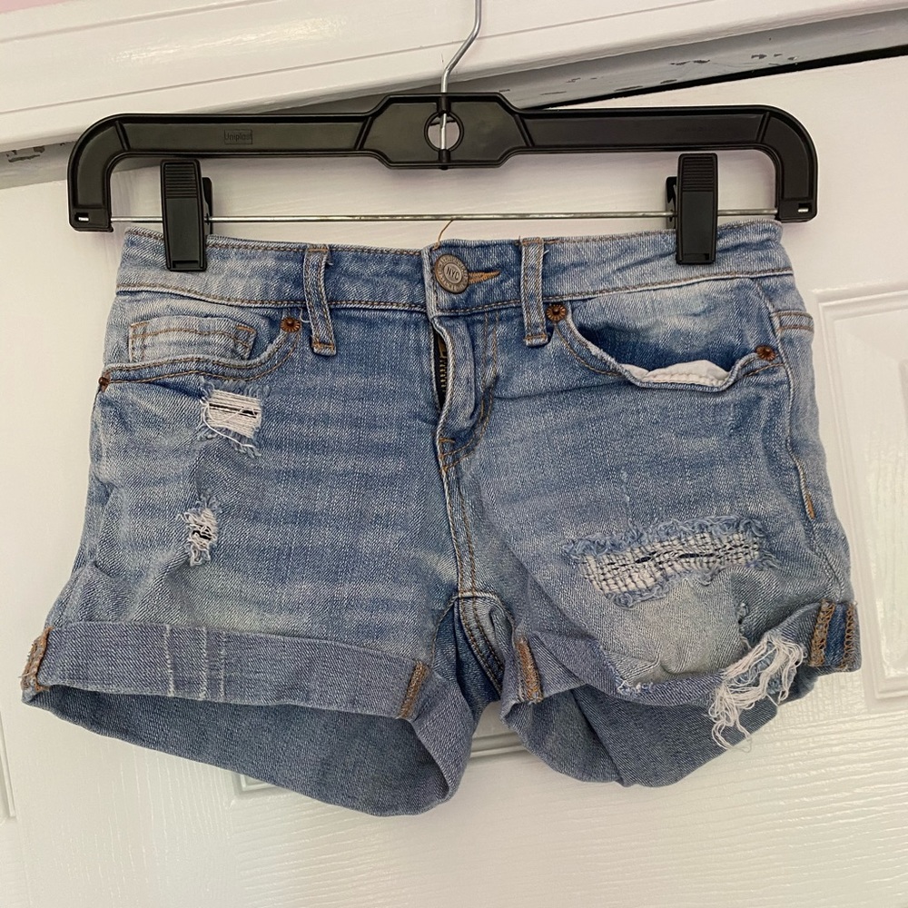light washed slightly ripped aero jean shorts